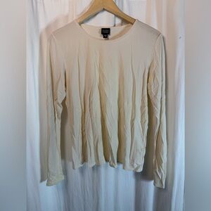 Eileen Fisher Cream Long Sleeve Silk Knit Top